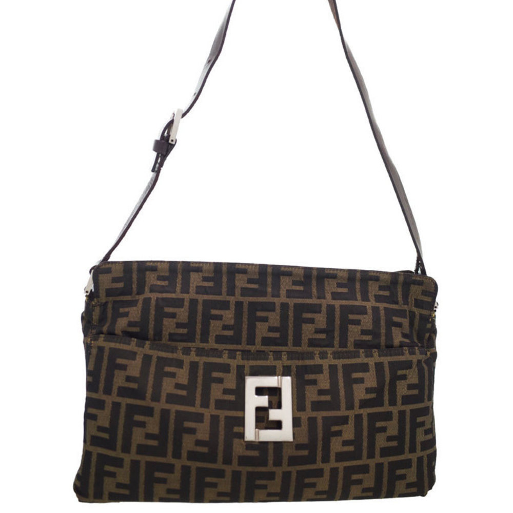 Fendi Zucca Pattern Semi Shoulder Bag Brown